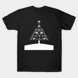 Christmas Yule Tree Made Of Snowflakes and Stars T-Shirt